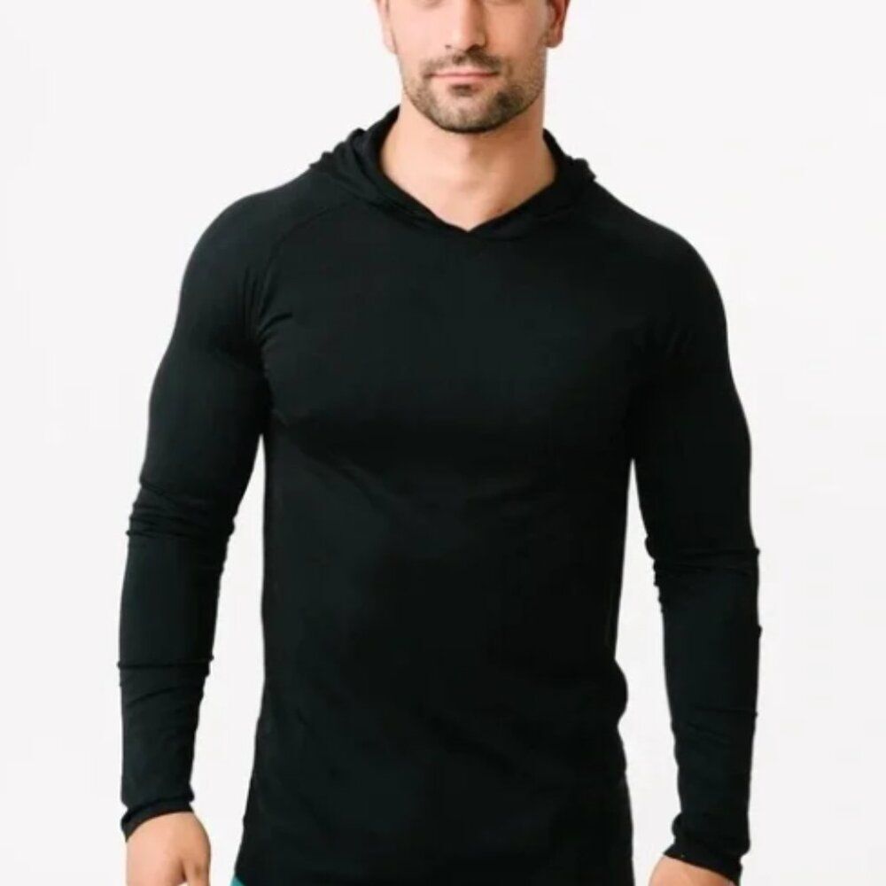 ZYIA Active Men’s Black Performance Hoodie Large L Lightweight Athletic